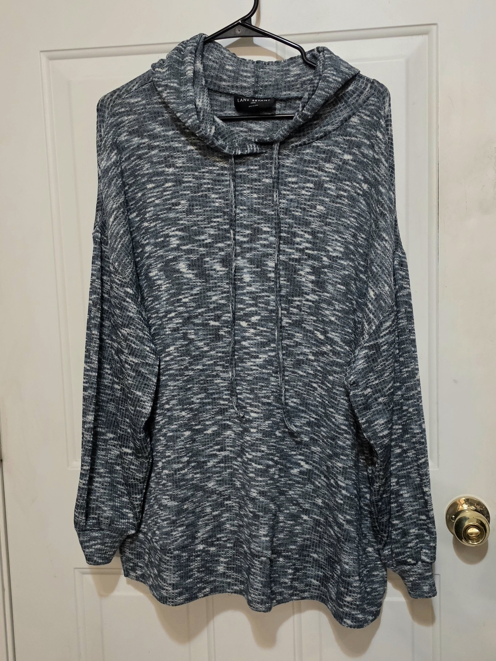 Lane Bryant Blue Marled Cowl Neck Hoodie Sweater